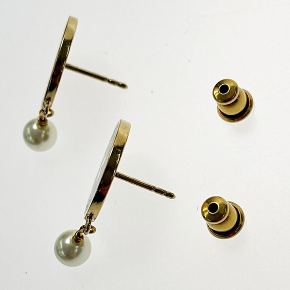 Christian Dior Earrings Gold x Navy Blue Star Medallion - Picture 3 of 5